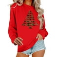 thumbnail image 1 of asdoklhq Winter Sweaters for Women's Round Neck Hoodless Christmas Printed Casual Loose Sweatshirt Red S, 1 of 7