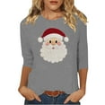 thumbnail image 1 of asdoklhq Winter Tops for Women Christmas Ladies' Christmas Round Neck 3/4 Sleeve T-shirt Shirt Gray L, 1 of 4