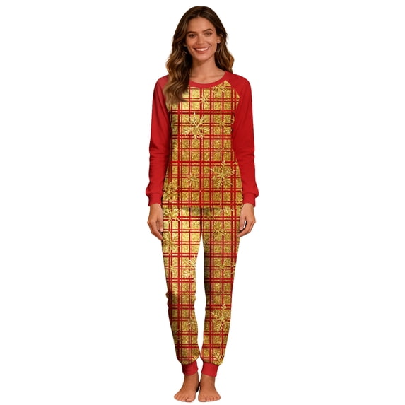 asdoklhq Women Christmas Pajamas Christmas Fashion Christmas Tree Print Top Pants Wear Red 2X