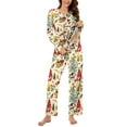 thumbnail image 1 of asdoklhq Women Christmas Pajamas Women Christmas Fashionable and Casual Loose Printed Round Neck Button Up Long Sleeved Pants Pajama Set Multicolor S, 1 of 7