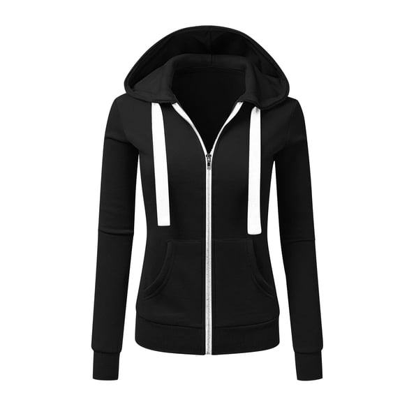 asdoklhq Women Workout Tops Women's Solid Color Long Sleeve Casual Zipper Tops Blouse with Pocket Sweatshirt Jackets Black 2X