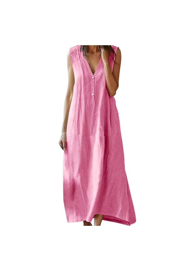 Women's Dresses Hoco Dresses Women's Fashion Crewneck Loose Half Sleeve Solid Knee-length Dress Pink 3X