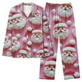 thumbnail image 1 of asdoklhq Women’s Pajamas Ladies' Casual Fashion Christmas Printed Long Sleeved Lapel Set Casual Top Pants Pajama Set Pink M, 1 of 5