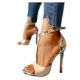 thumbnail image 1 of asdoklhq Women's Sandals Shoes,Women's Sandals On Clearance,Women's Casual Floral Peep Toe High Heels Shoes Ankle Strap Sandals, 1 of 3