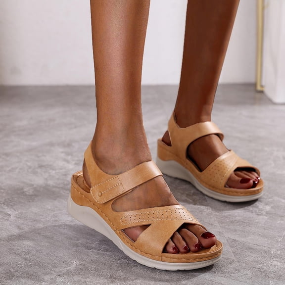 asdoklhq Women's Sandals Shoes,Women's Sandals On Clearance, Women's Casual Shoes Breathable Thick-soled Outdoor Leisure Sandals