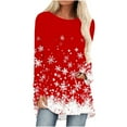 thumbnail image 1 of asdoklhq Women's Sweaters Women Casual Long Sleeve Round Neck Pullover Loose Blouse Ethnic Style Printed ShirtsTops Red XL, 1 of 6