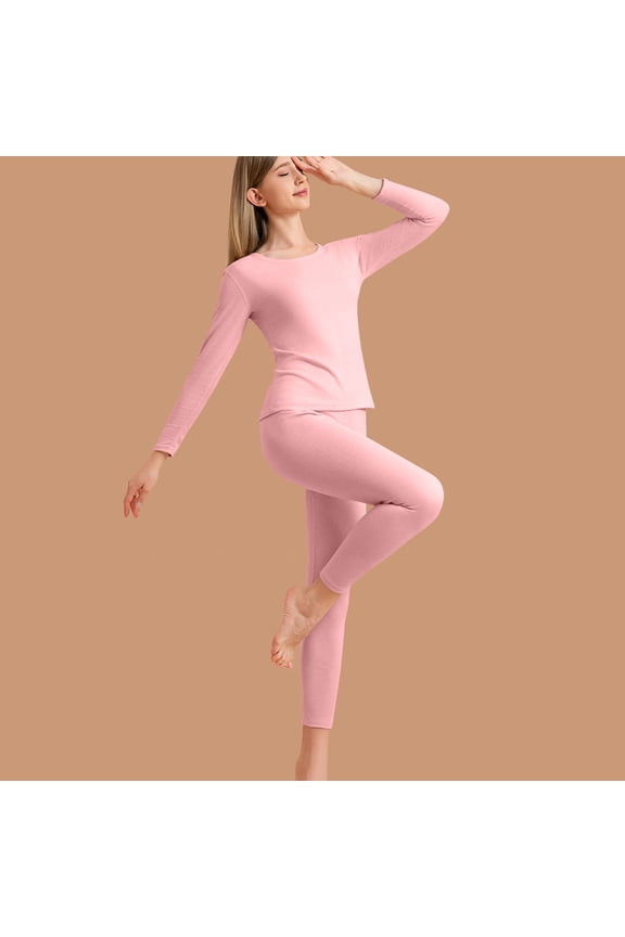 Women's Thermal Layers Set Women's Silk Winter Round Neck Gelatin Style Warm and Thick Velvet Home Clothes Pink 2X