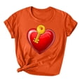 thumbnail image 1 of asdoklhq Women's V-Day Tees Women's Lover Printed T-shirt Round Neck Short Sleeved Orange 2X, 1 of 3
