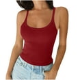 thumbnail image 1 of asdoklhq Women's Workout Tops Womens Solid Tank Sleeveless U-Neck Base Shirt Summer Casual Workout Tees Red 2X, 1 of 6