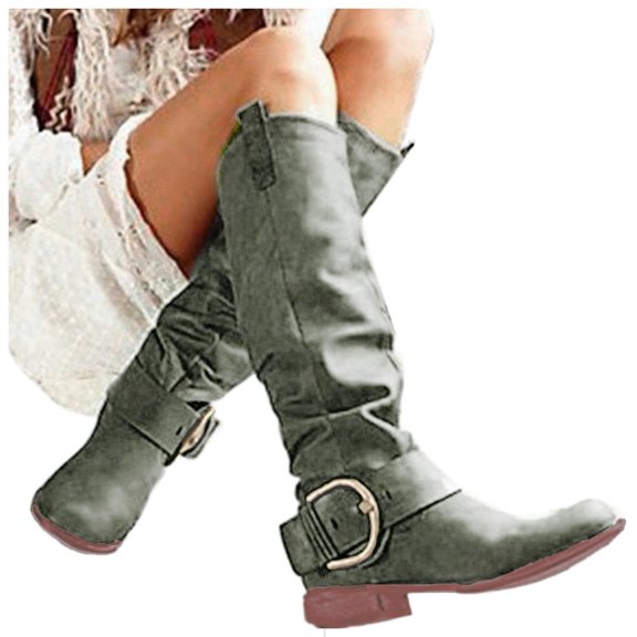 asdoklhq Womens Boots Clearance Under $20,2021 Knee High Riding Boots Boots Thick Heels Leather