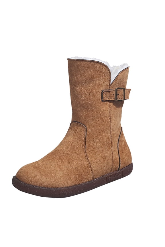 Womens Boots Clearance Under $20,Round Head Car Stitching Snow Boots Belt Buckle Side Zipper Winter Boots