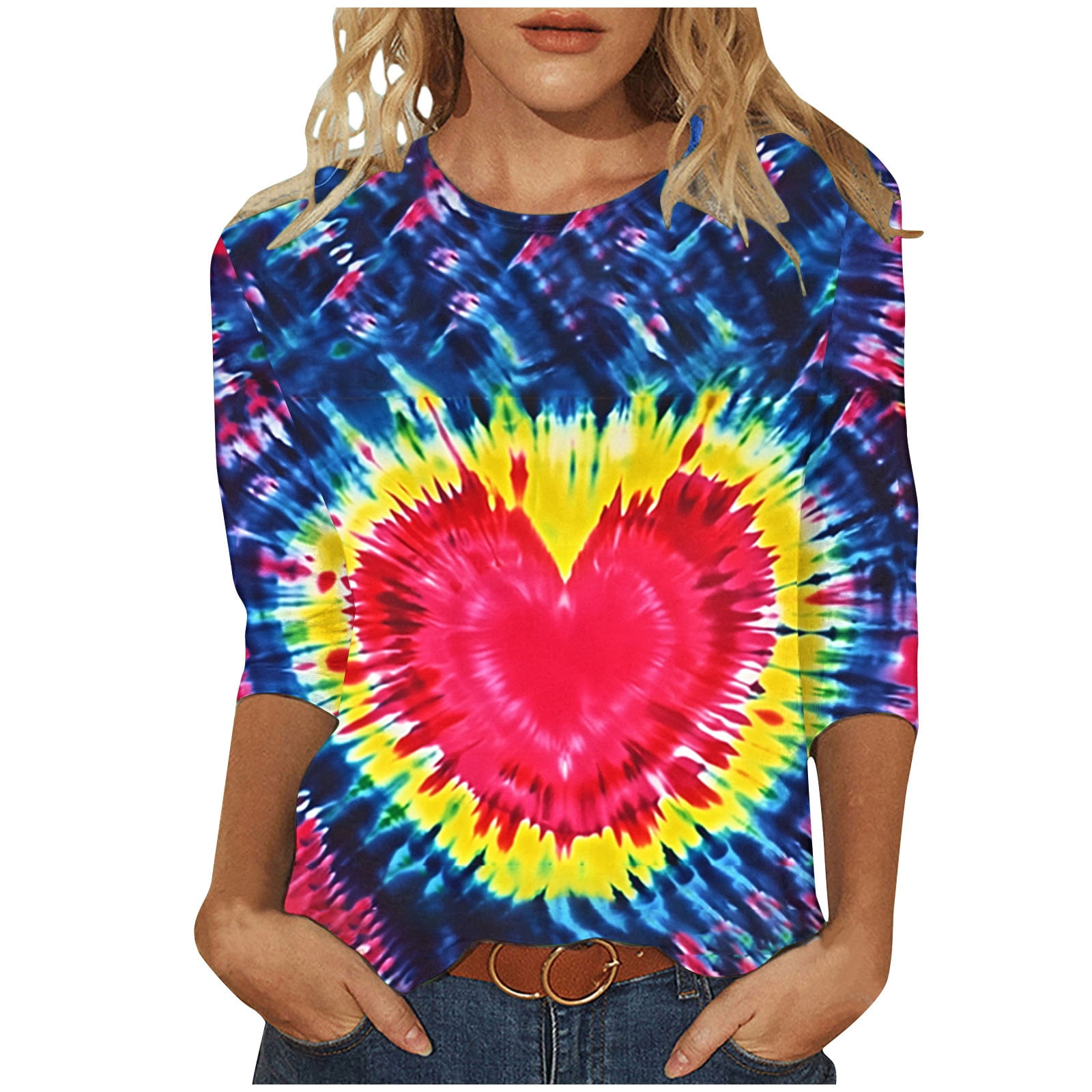 Women's Heart Round Neck Short Sleeve T-Shirt