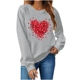 thumbnail image 1 of asdoklhq Womens Casual Love Heart Shirts Women's Fashion Long Sleeve Printed Sweatershirt Loosen Blouse Gray XL, 1 of 8