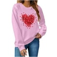 thumbnail image 1 of asdoklhq Womens Casual Love Heart Shirts Women's Fashion Long Sleeve Printed Sweatershirt Loosen Blouse Pink XL, 1 of 8