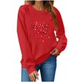 thumbnail image 1 of asdoklhq Womens Casual Love Heart Shirts Women's Fashion Long Sleeve Printed Sweatershirt Loosen Blouse Red M, 1 of 8