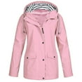 thumbnail image 1 of asdoklhq Womens Clearance Coats Plus SizeWomen Solid Rain Jacket Outdoor Plus Size Waterproof Hooded Raincoat Windproof, 1 of 1