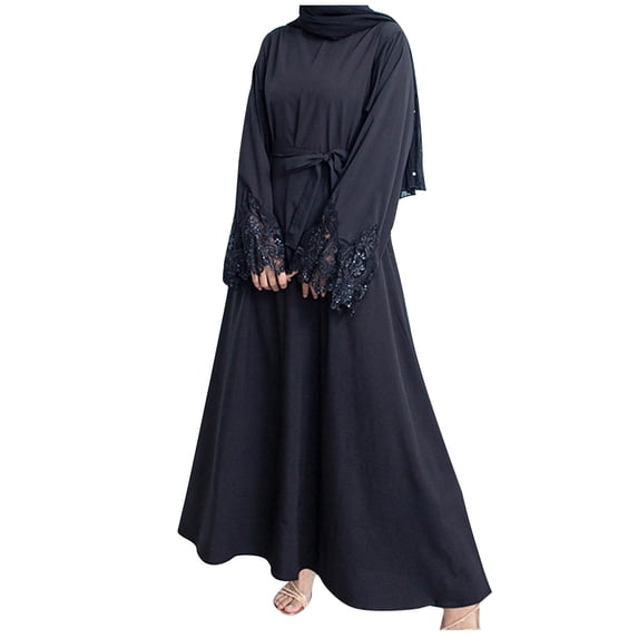 asdoklhq Womens Dresses Plus Size Floral Dress Women's Spring and Summer Round-Neck Sequin Dress Short Sleeves Large Dress Black XL