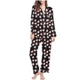 thumbnail image 1 of asdoklhq Womens Flannel Pajamas Sets Ladies' Casual Fashion Christmas Long Sleeved Lapel Set Casual Top Pants Pajama Set Black M, 1 of 7