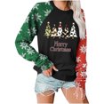 thumbnail image 1 of asdoklhq Womens Flannel Shirt Women's Christmas Printed Shoulder Long Sleeved Sweatshirt with Round Neck Top Black M, 1 of 4