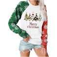 thumbnail image 1 of asdoklhq Womens Flannel Shirt Women's Christmas Printed Shoulder Long Sleeved Sweatshirt with Round Neck Top White M, 1 of 4