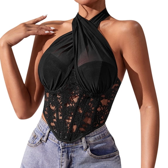 asdoklhq Womens Hater Shapewear Tummy Control Stomach Fashion Women Style Lace Casual Backless Ribbon Waist Camisole Shapewear Black M