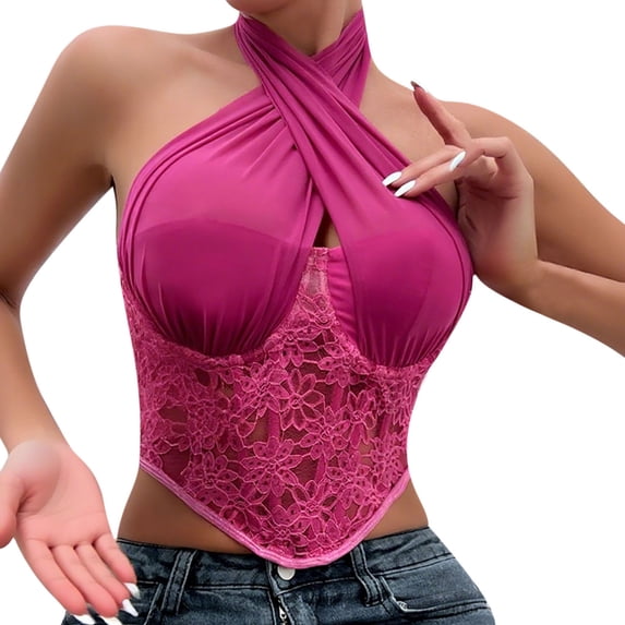 asdoklhq Womens Hater Shapewear Tummy Control Stomach Fashion Women Style Lace Casual Backless Ribbon Waist Camisole Shapewear Purple L