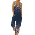 thumbnail image 1 of asdoklhq Womens Jumpsuits and Rompers,Pants Overalls Rompers Printed Buttons Suspender Jumpsuit, 1 of 5