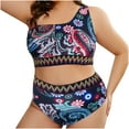 thumbnail image 1 of asdoklhq Womens One Piece Swimsuits Women's Swimsuit Swimsuit Plus Oversized Swimsuit High Waisted Split Swimsuit Oversized Swimsuit Black 4X, 1 of 6