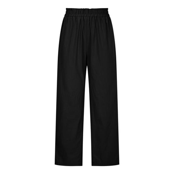 asdoklhq Womens Plus Capris,Women's Casual Solid Color Split Mid Waist Loose No Belt Elasticity Wide Leg Long Pants