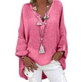 thumbnail image 1 of asdoklhq Womens Plus Size Clearance $5,Plus Size Women Casual Long Sleeve Solid Loose V-neck Shirt Blouse Top, 1 of 4