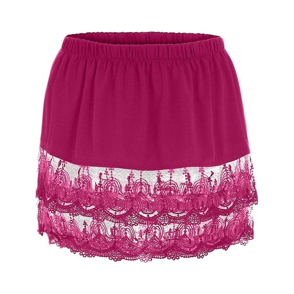 asdoklhq Womens Plus Size Clearance Dresses, Layered Tiered Sheer Lace Trim Extender Half Slip Plus Size Skirt