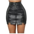 thumbnail image 1 of asdoklhq Womens Plus Size Clearance Dresses, Women High Waist Ladies Solid Button Mini Fit Leather Skirts, 1 of 8