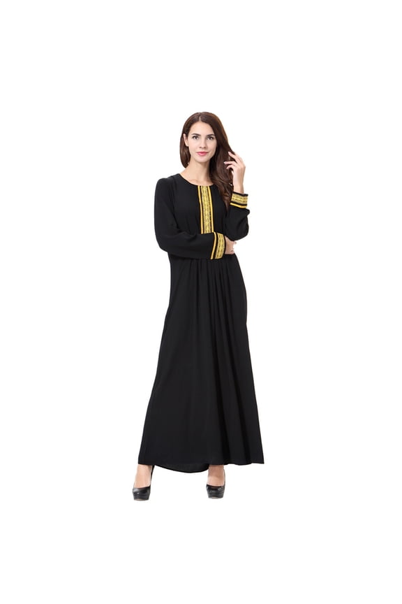 Womens Plus Size Clearance Dresses,Women Muslim Arab Islamic Middle East Solid Print Long Sleeve Abaya Dress