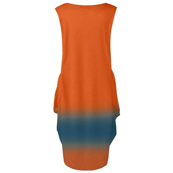 asdoklhq Womens Plus Size Clearance Dresses,Women Summer Sleeveless Loose Print Pocket O-Neck Casual Dress Plus Size Dress