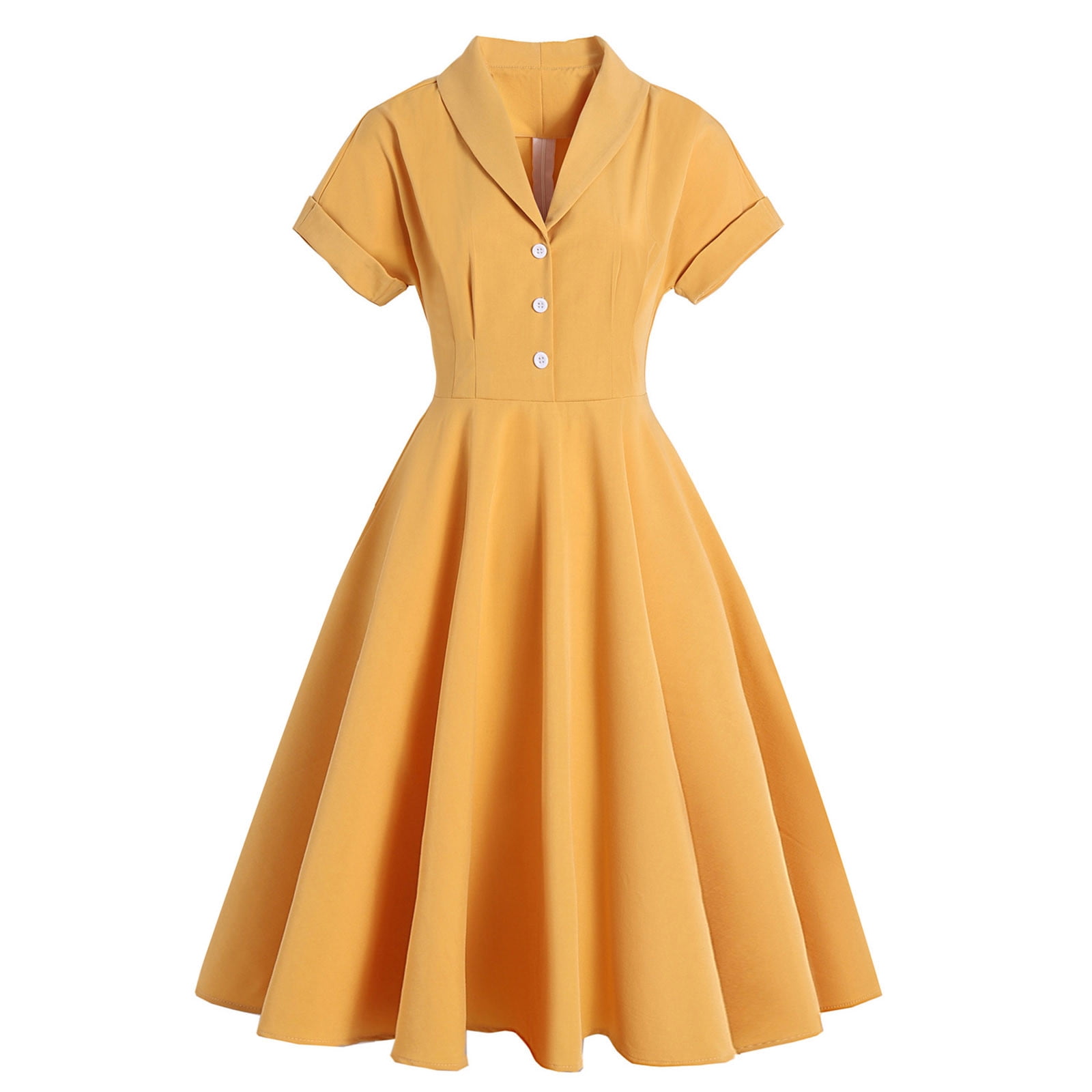asdoklhq Womens Plus Size Clearance 1950s Retro Dress Short Sleeve Vintage Swing - Walmart.com