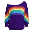 thumbnail image 1 of asdoklhq Womens Plus Size Clearance Tops,Women's Casual Loose Long Sleeve Rainbow Print Pullover Blouse Shirts Sweatshirt, 1 of 5