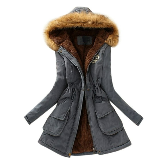 asdoklhq Womens Plus Size Clearance Winter Womens Warm Coat Hooded Jacket Slim Winter Outwear Coats