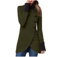 thumbnail image 1 of asdoklhq Womens Plus Size Coats Clearance Fashion Women Winter Patchword Long Sleeve Buttons Casual Single Breasted Coat, 1 of 5