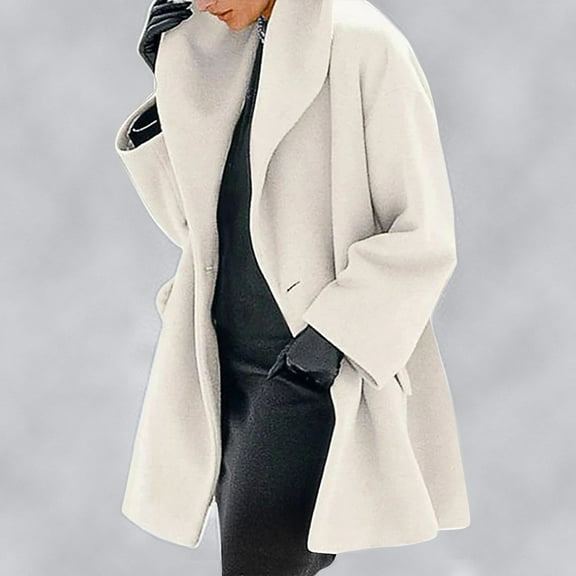 asdoklhq Womens Plus Size Coats Clearance Women Shawl Collar Fleece Coat Elegant Blend Coats Long Coat Outerwear Jackets