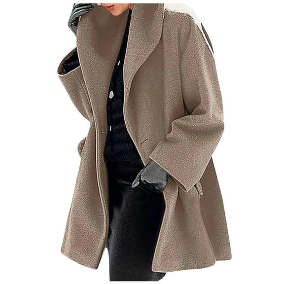asdoklhq Womens Plus Size Coats Clearance Women Shawl Collar Fleece Coat Elegant Blend Coats Long Coat Outerwear Jackets