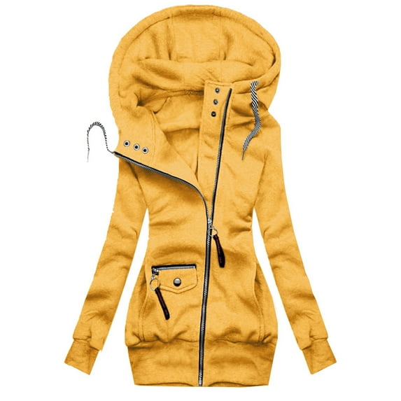 asdoklhq Womens Plus Size Coats Clearance Women's Solid Stitching Drawstring Hooded Slim Fashion Jacket Coat Outwear