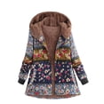 thumbnail image 1 of asdoklhq Womens Plus Size Coats Clearance Womens Winter Warm Outwear Printed Hooded Pockets Vintage Oversize Coats, 1 of 1