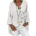 thumbnail image 1 of asdoklhq Womens Plus Size Tops Clearance,Plus Size Women Casual Long Sleeve Floral Print Loose V-neck Shirt Blouse Top, 1 of 3
