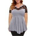 thumbnail image 1 of asdoklhq Womens Plus Size Tops Clearance,Plus Size Women Solid Floral Lace Asymmetric Tops Blouse, 1 of 6