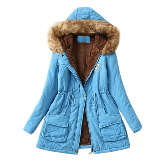asdoklhq Womens Plus Size Tops Clearance,Winter Womens Warm Coat Hooded Jacket Slim Winter Outwear Coats