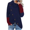 thumbnail image 1 of asdoklhq Womens Plus Size Tops Clearance,Women Casual TurtLeneck T-Shirt Patchwork Long Sleeve Tops Blouse Buttons Sweatshirt, 1 of 4