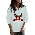 thumbnail image 1 of asdoklhq Womens Plus Size Tops Clearance,Women Christmas Print V-Neck Long Sleeve T-shirt Top Blouse Pullover, 1 of 5