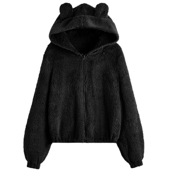 asdoklhq Womens Plus Size Tops Clearance, Women Winter Warm Solid Winter Lengthened Plush Long Sleeve Outwear