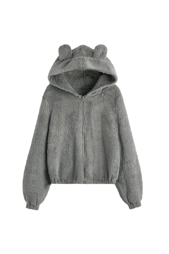 Womens Plus Size Tops Clearance, Women Winter Warm Solid Winter Lengthened Plush Long Sleeve Outwear