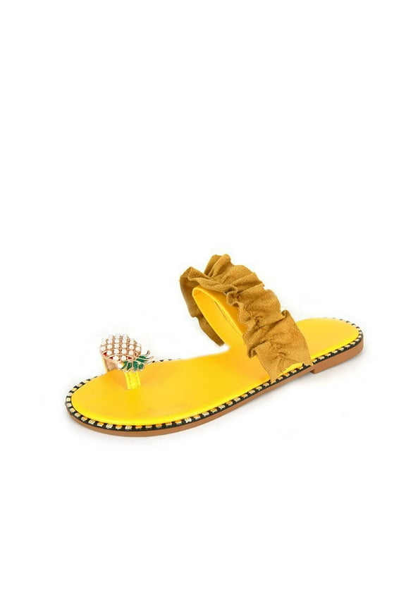 Womens Shoes Clearance Sale,Women Summer Sandals Ladies Pineapple Sandals Clip Toe Flip Flops Boho Casual Slippers Beach Shoes